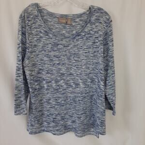 Chico's Space Dye Pullover Top, Metallic, Minimalist, Classic, Modern Size 2